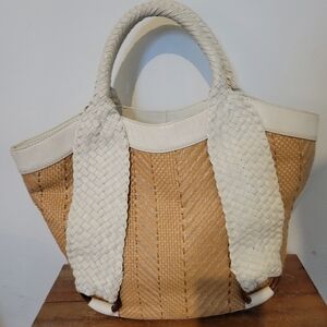 Cole Haan Straw Leather Trim Bag